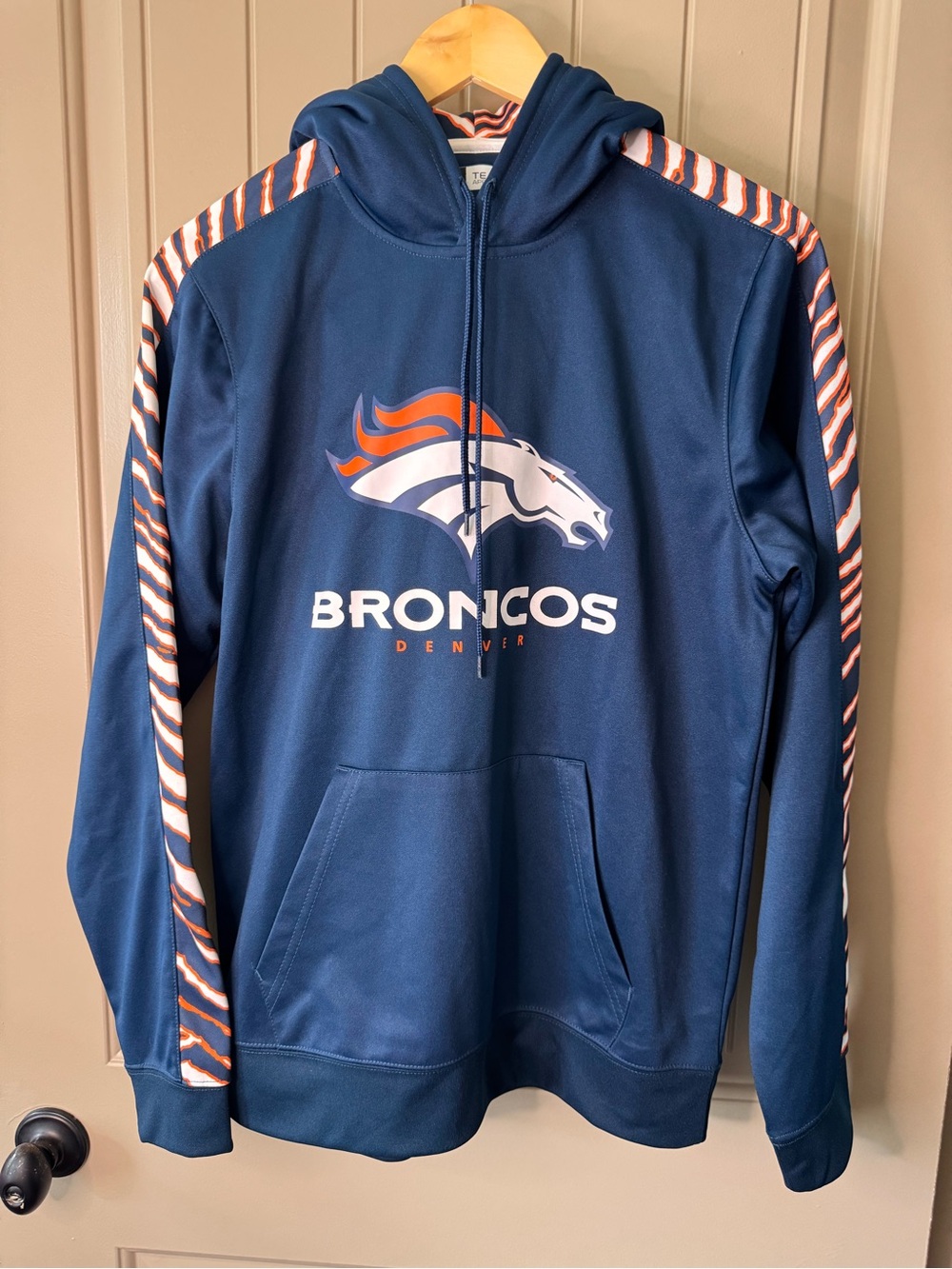 NWT NFL Team Apparel Denver Broncos Navy Hoodie with Orange & White Accents